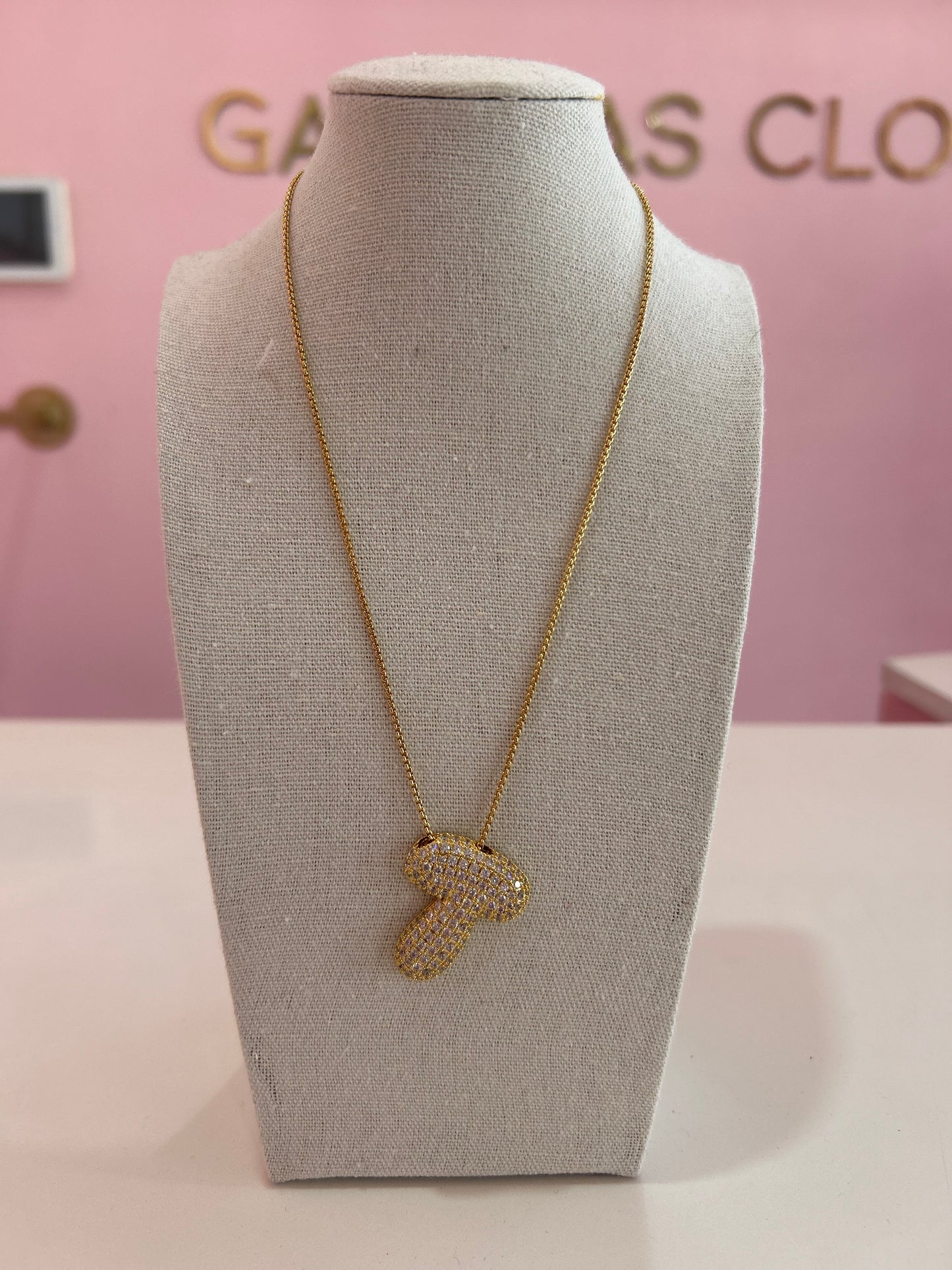 Collar Letra Circonia Stainless Steel