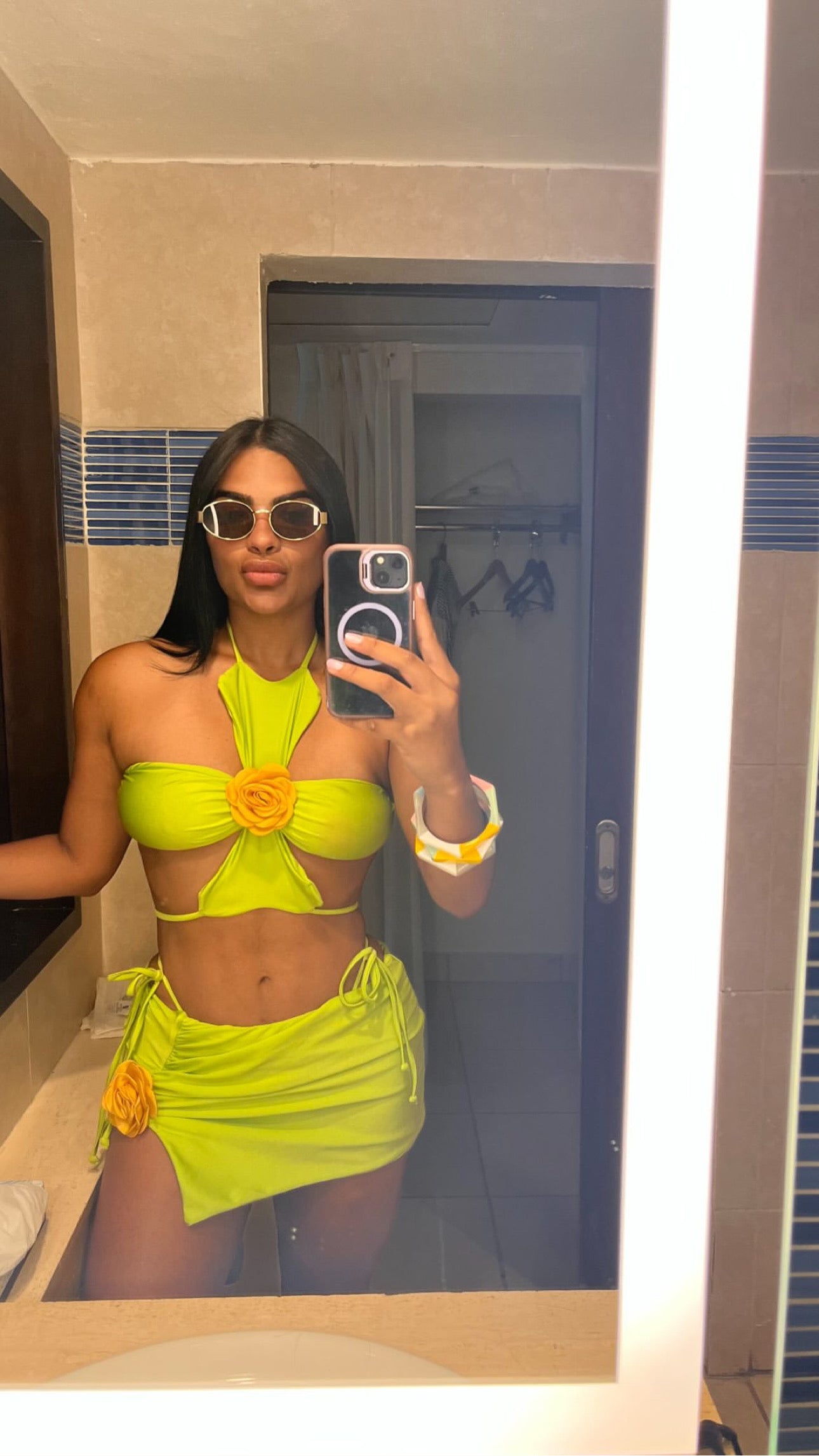 Flower green bikini set