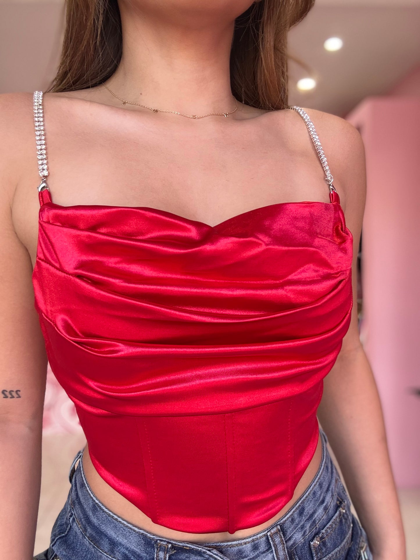 Satin Corset Rhinestone