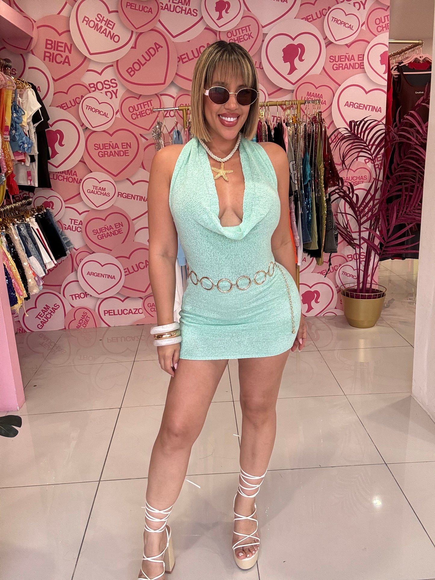 Halter bright dress