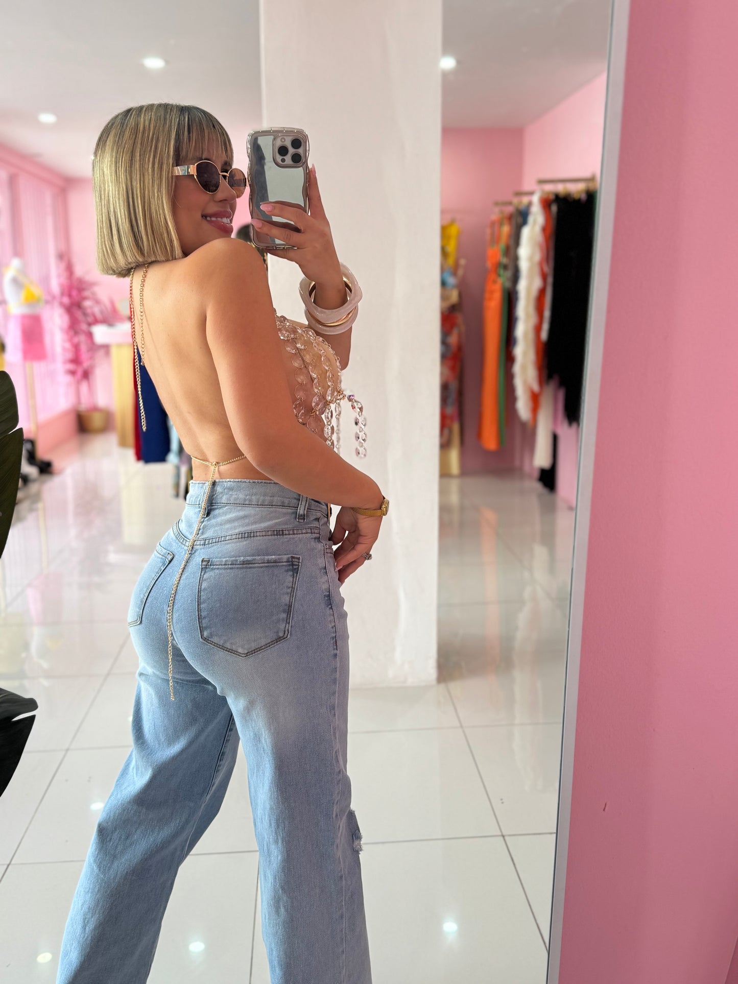 Vibrant denim botones