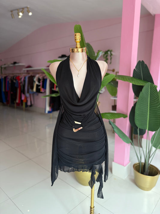 Mesh detail dress