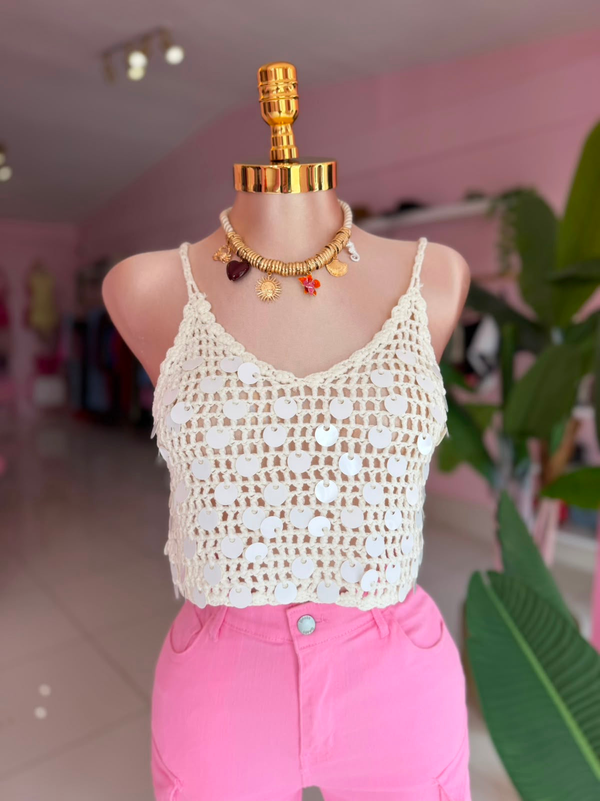 Crochet Ivory top