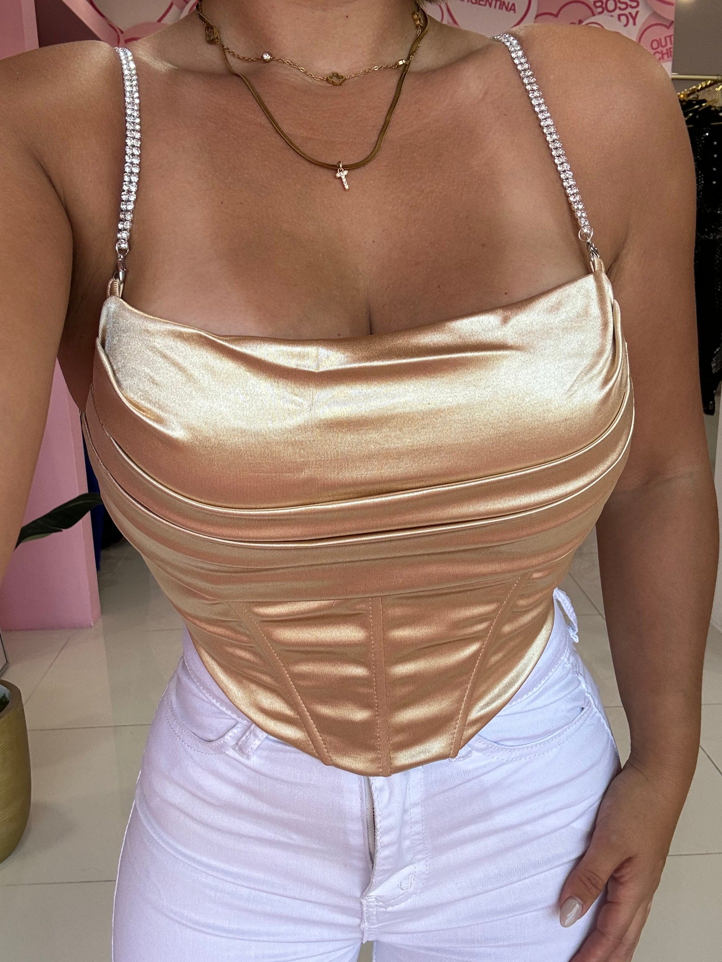 Satin Corset Rhinestone