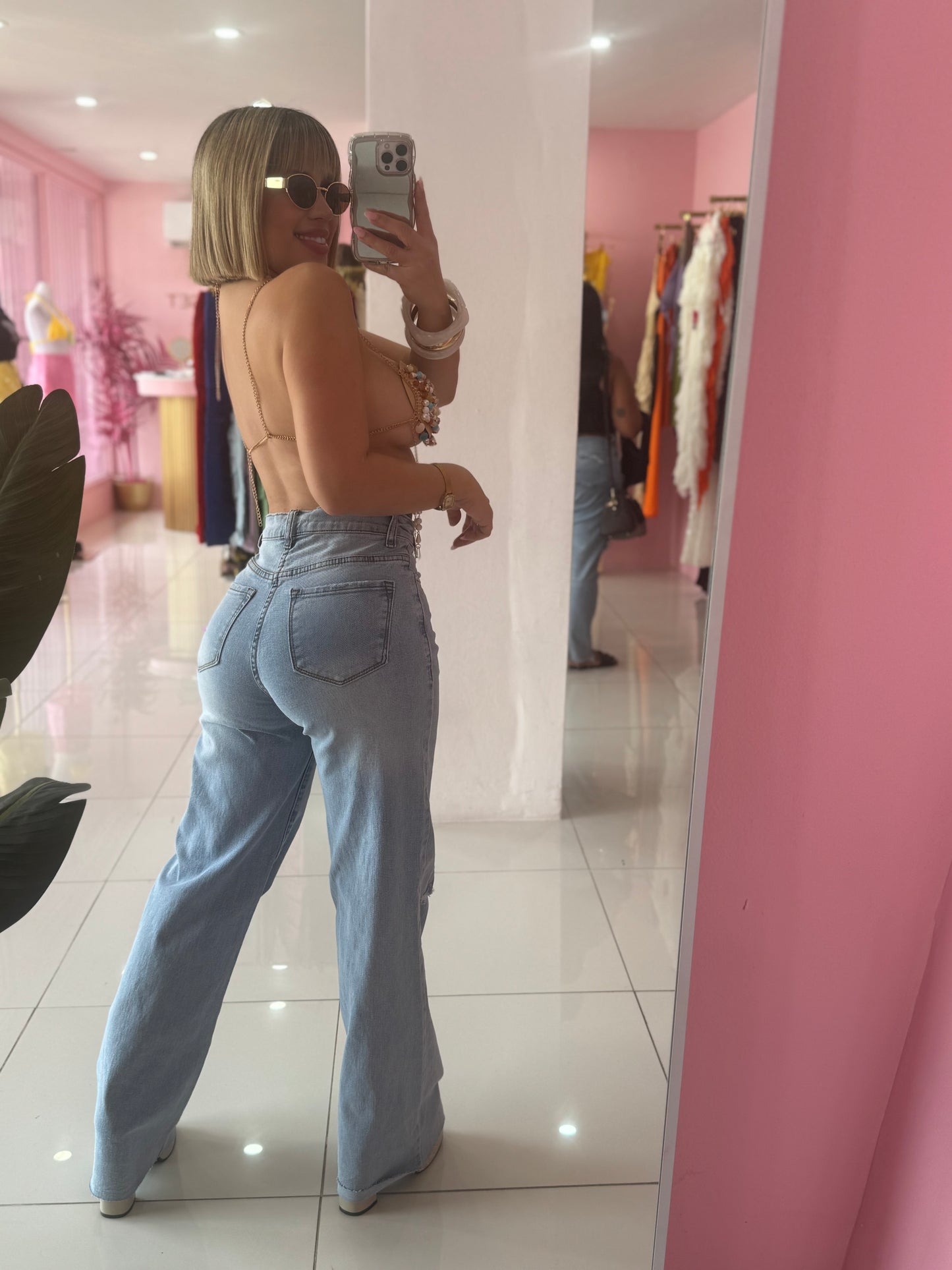 Vibrant denim botones