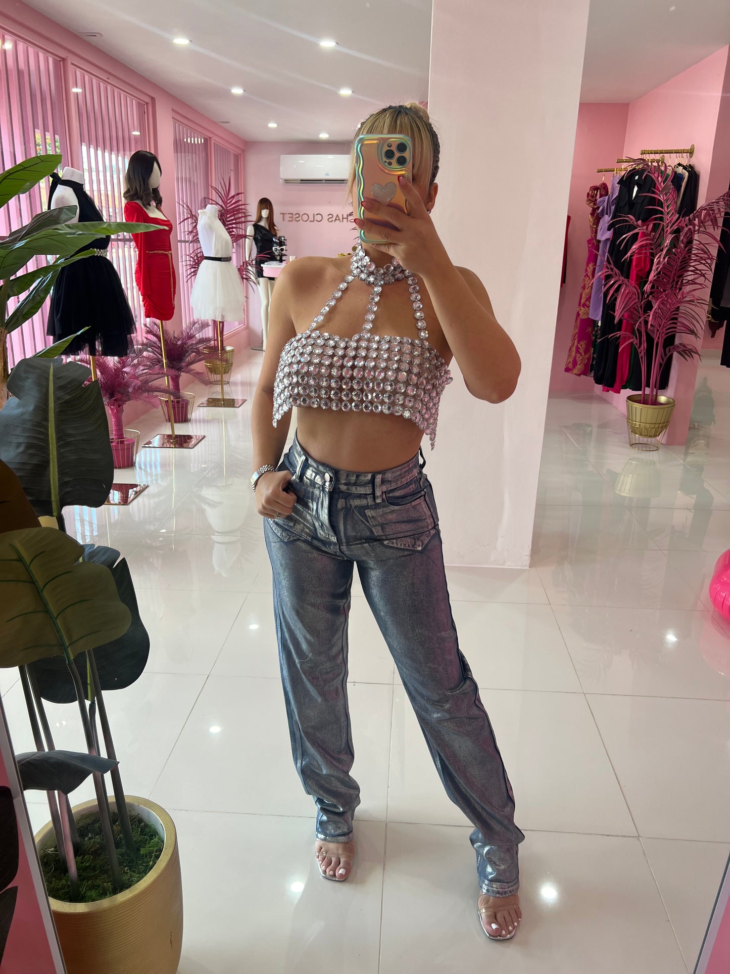 Jeans plateados size 1/3