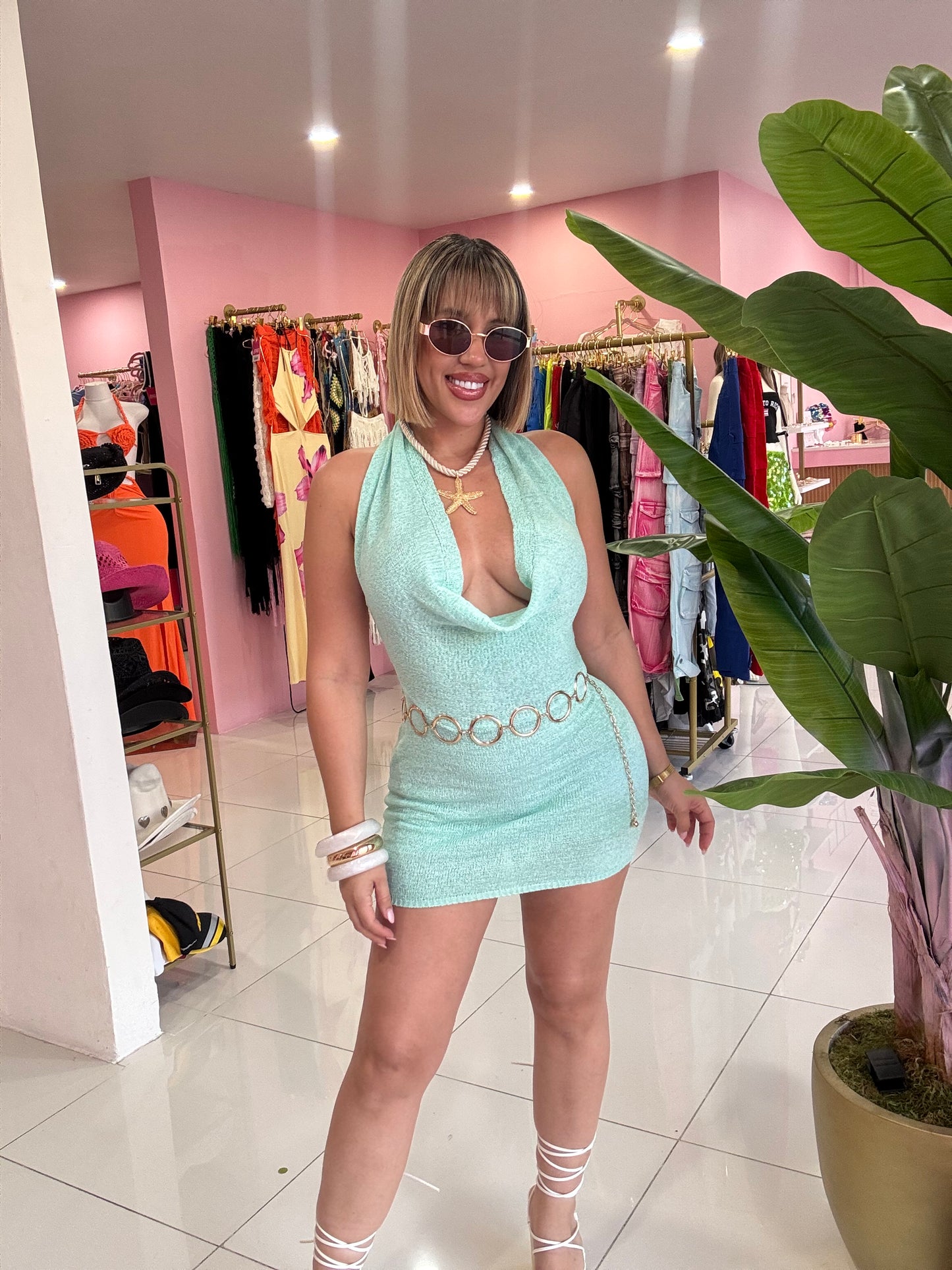 Halter bright dress