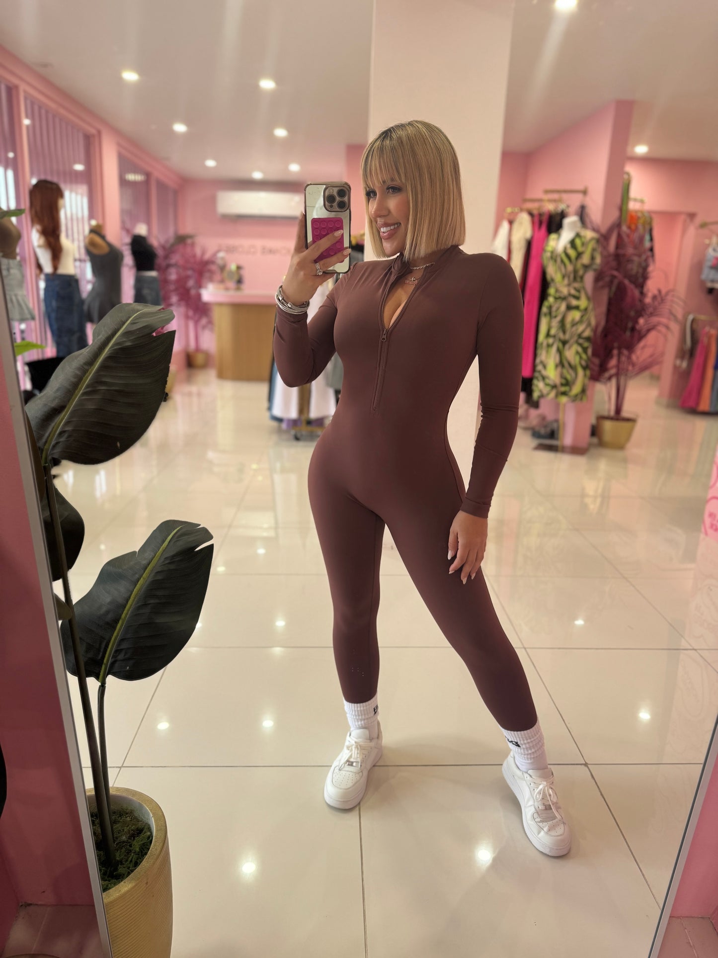 Jumpsuit zipper manga larga sport