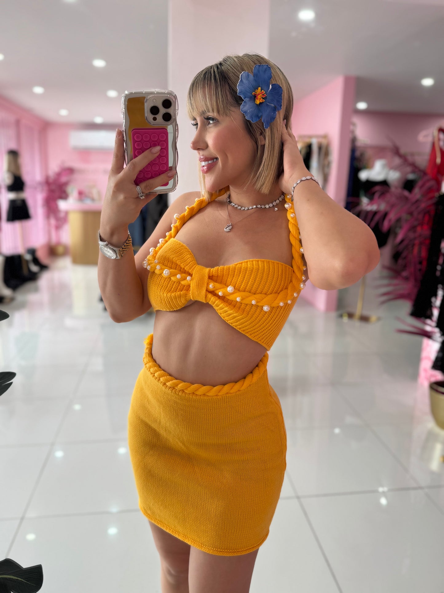 Crochet summer perlas set