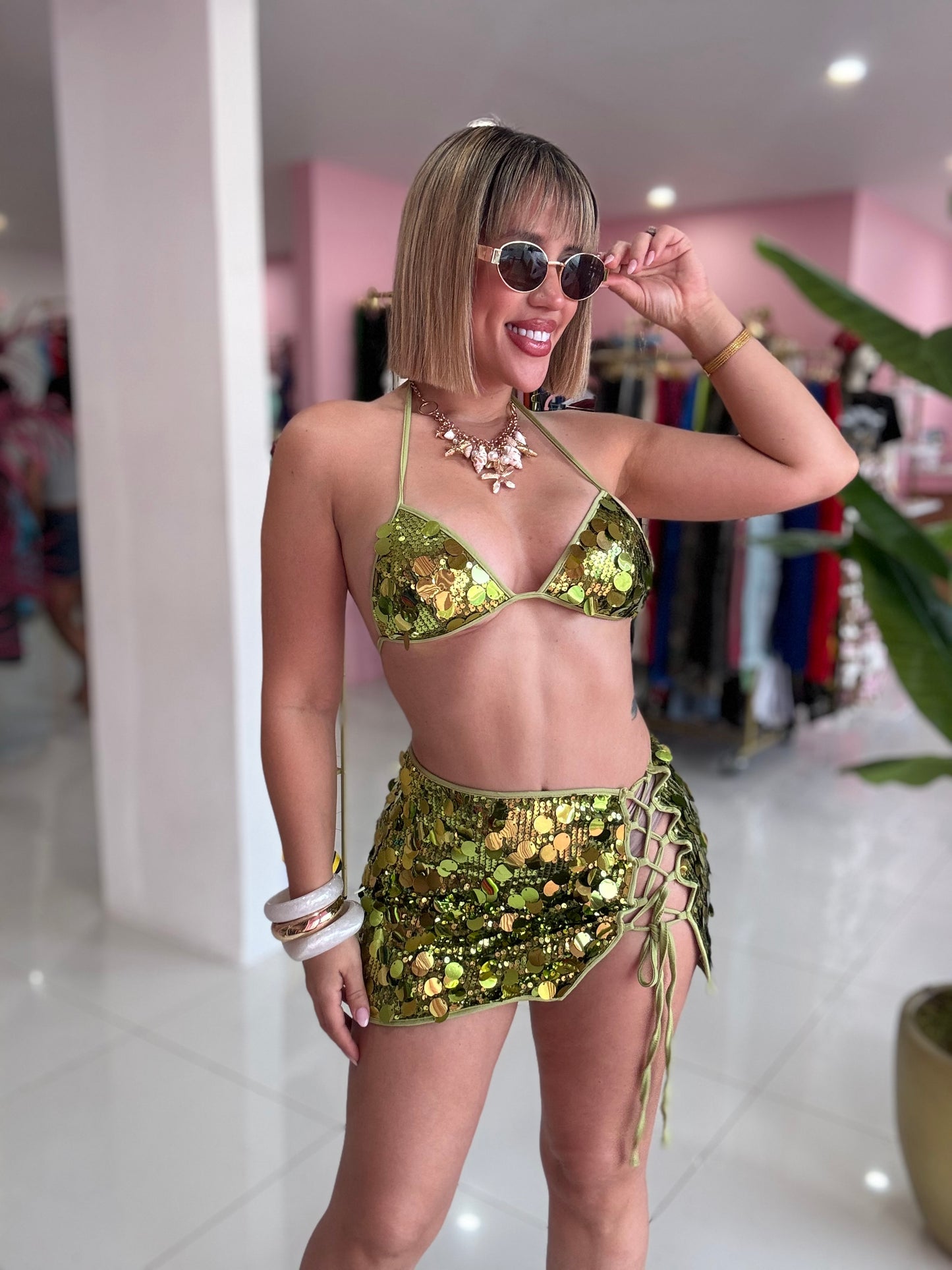 Sequins colors sexy set