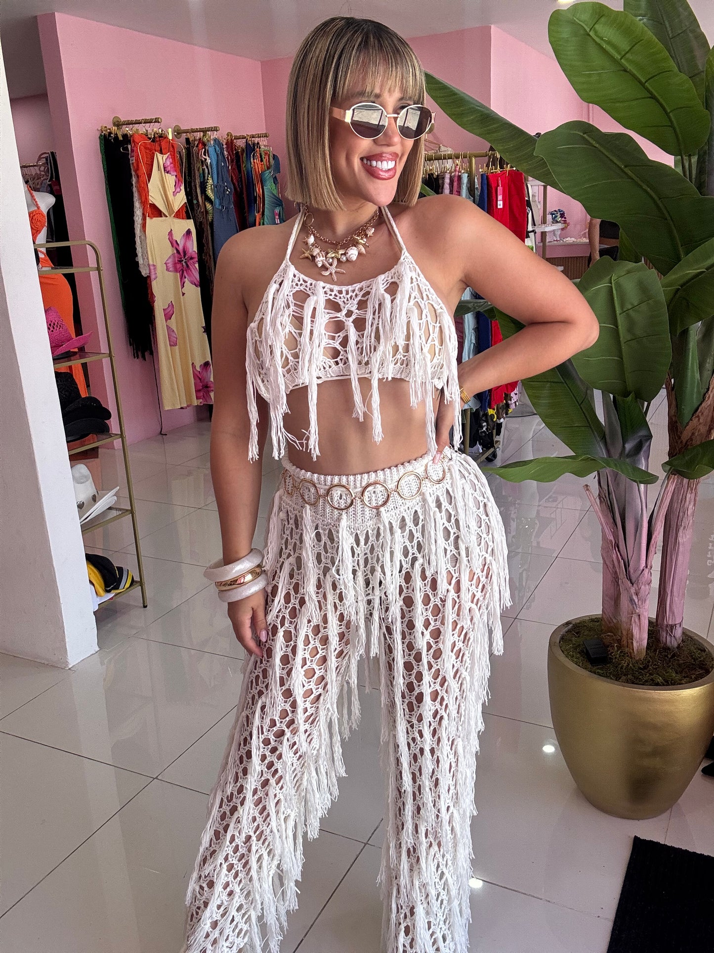 Crochet Flecos Pant set