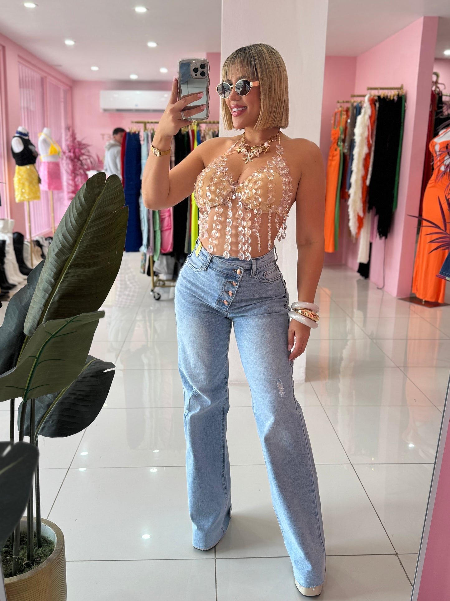 Vibrant denim botones