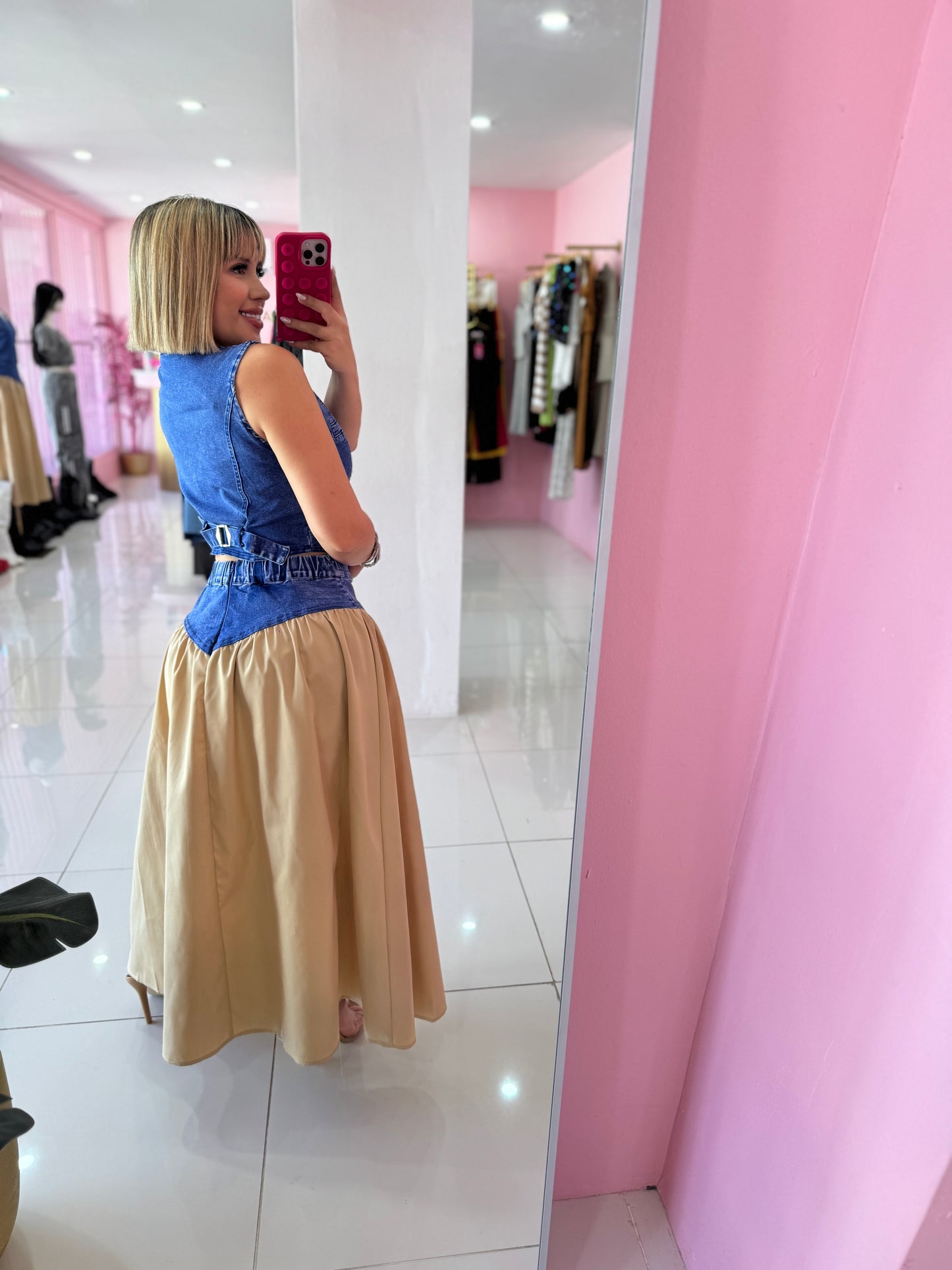 Cute Vest Denim Skirt Set LARGE