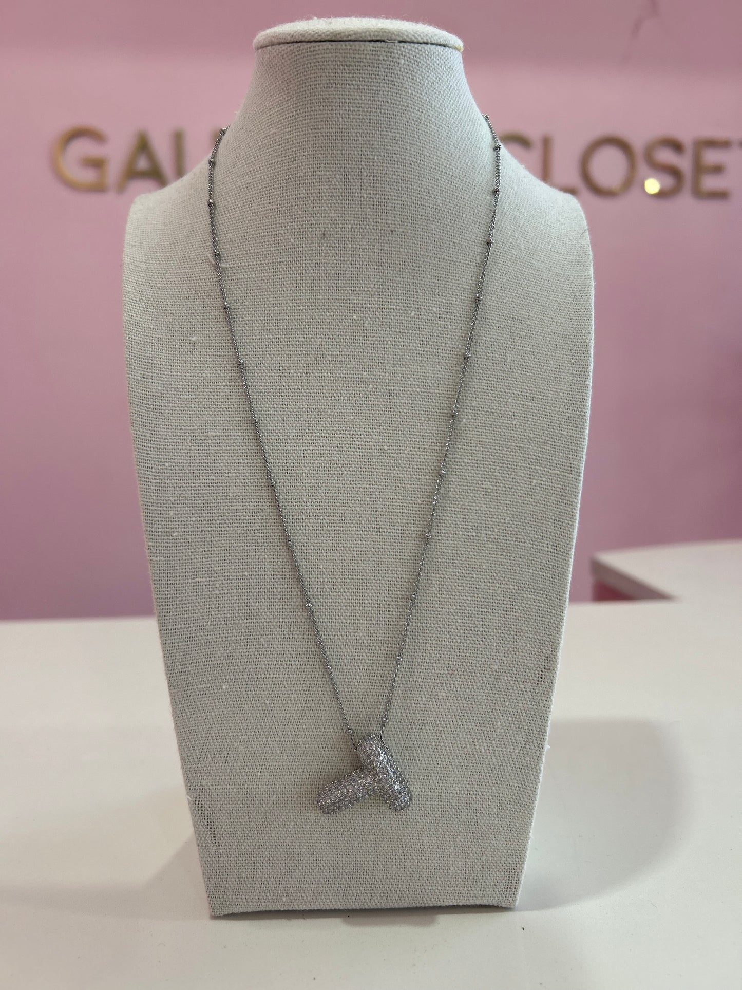Collar Letra Circonia Stainless Steel