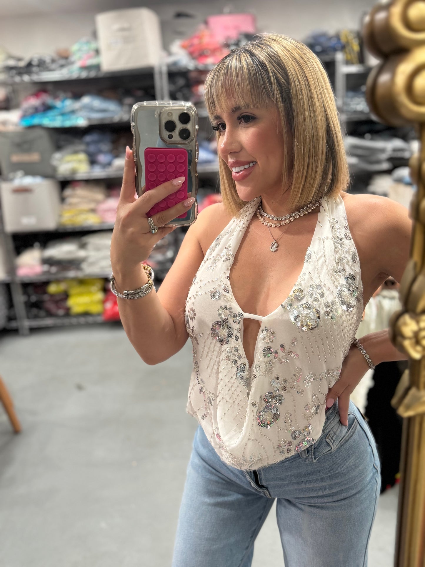 Fancy Sequins Halter top