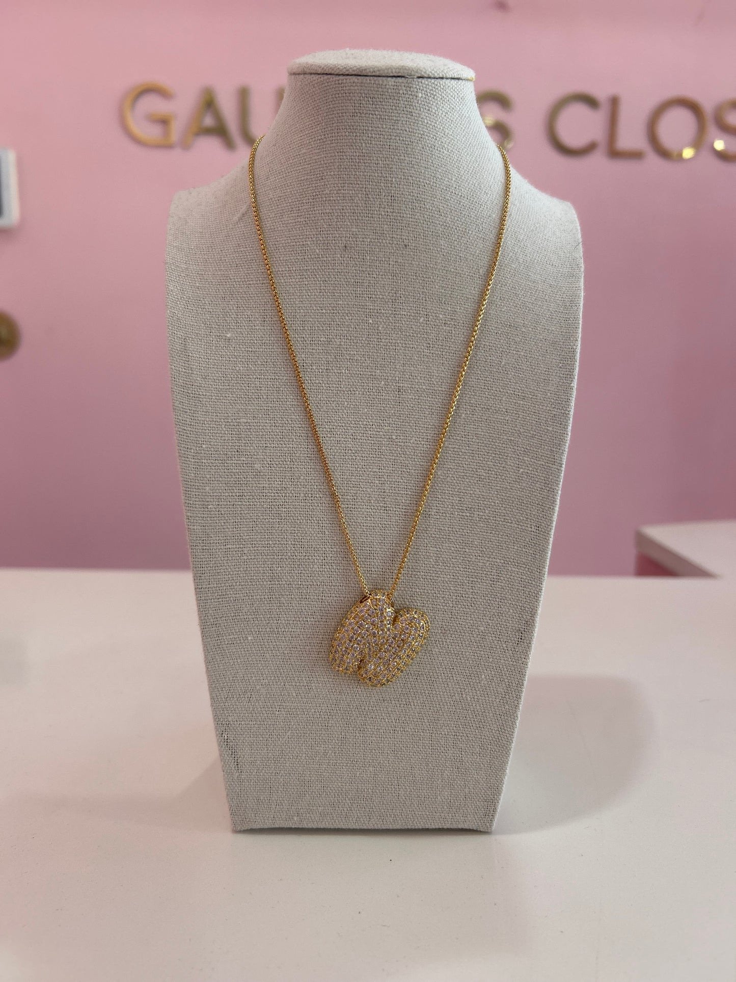 Collar Letra Circonia Stainless Steel