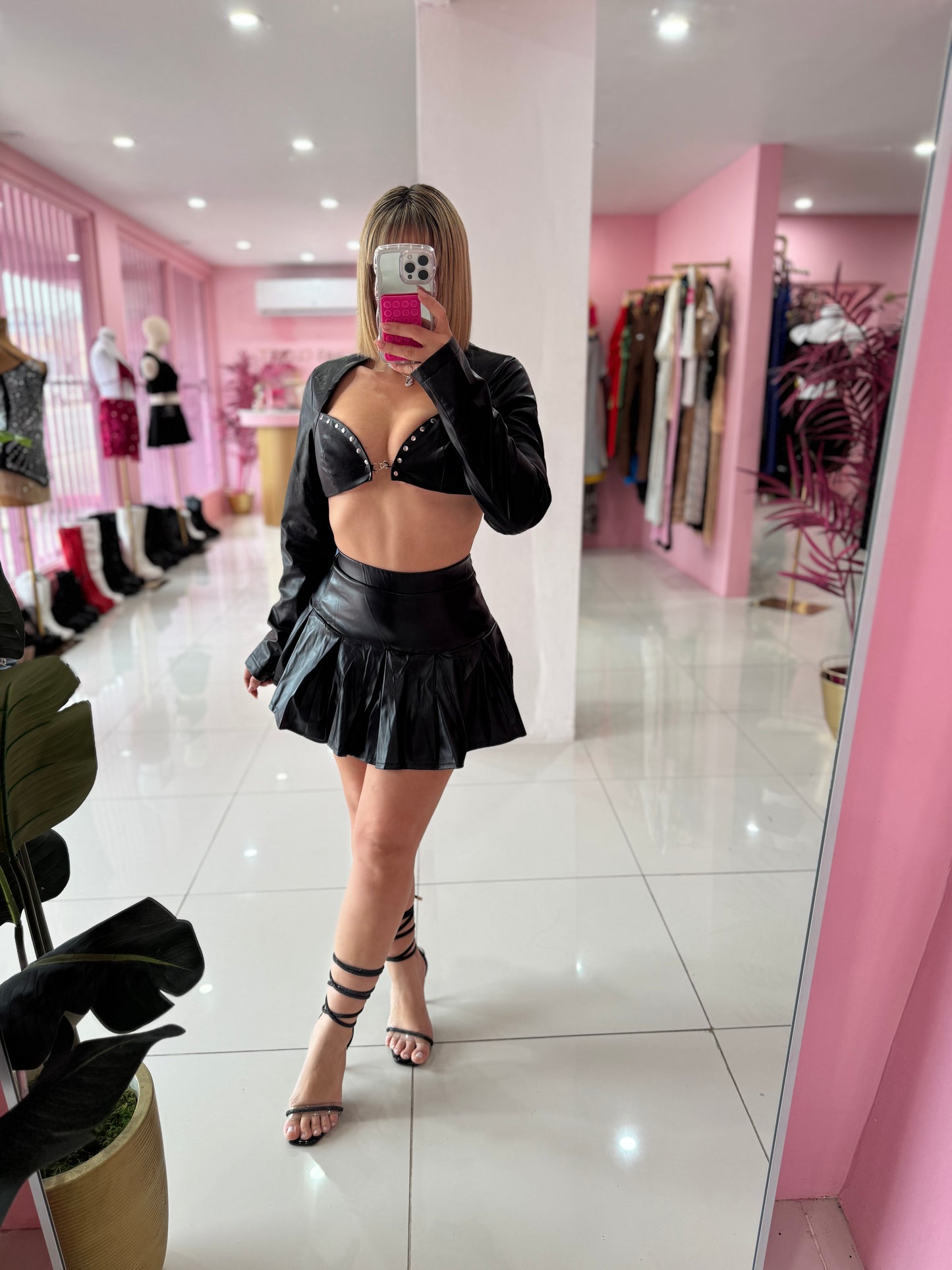 Leather tablitas Skirt