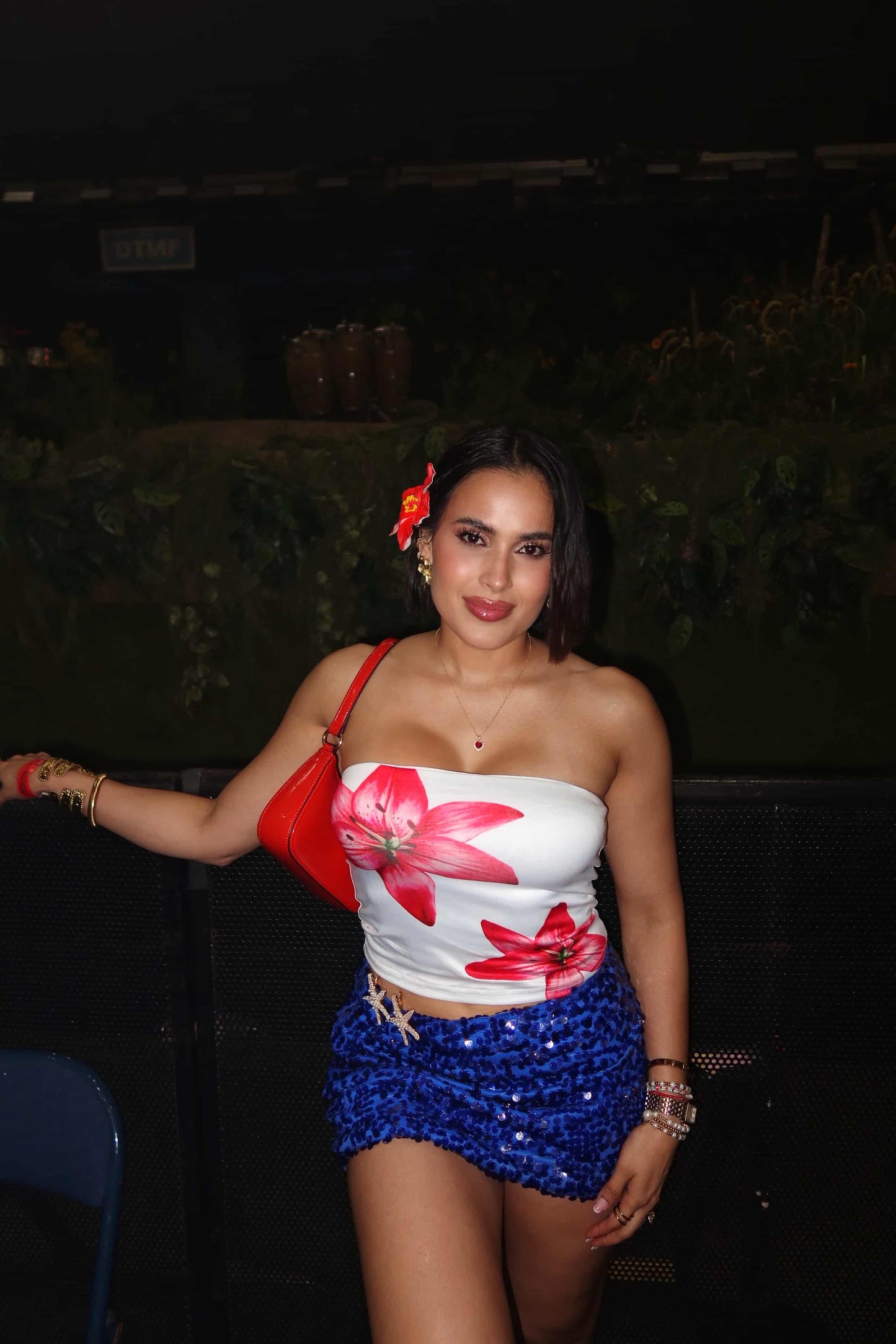 Hibiscus Strapless top