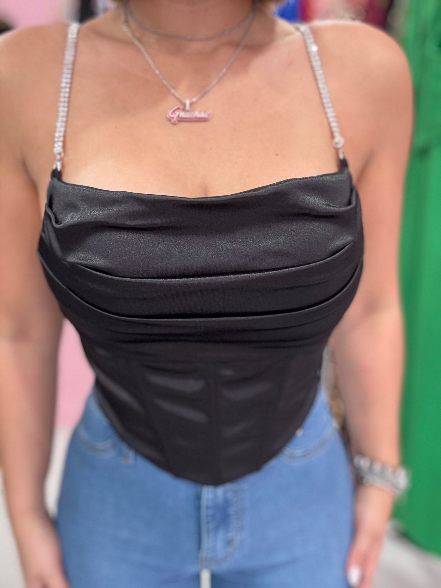 Satin Corset Rhinestone
