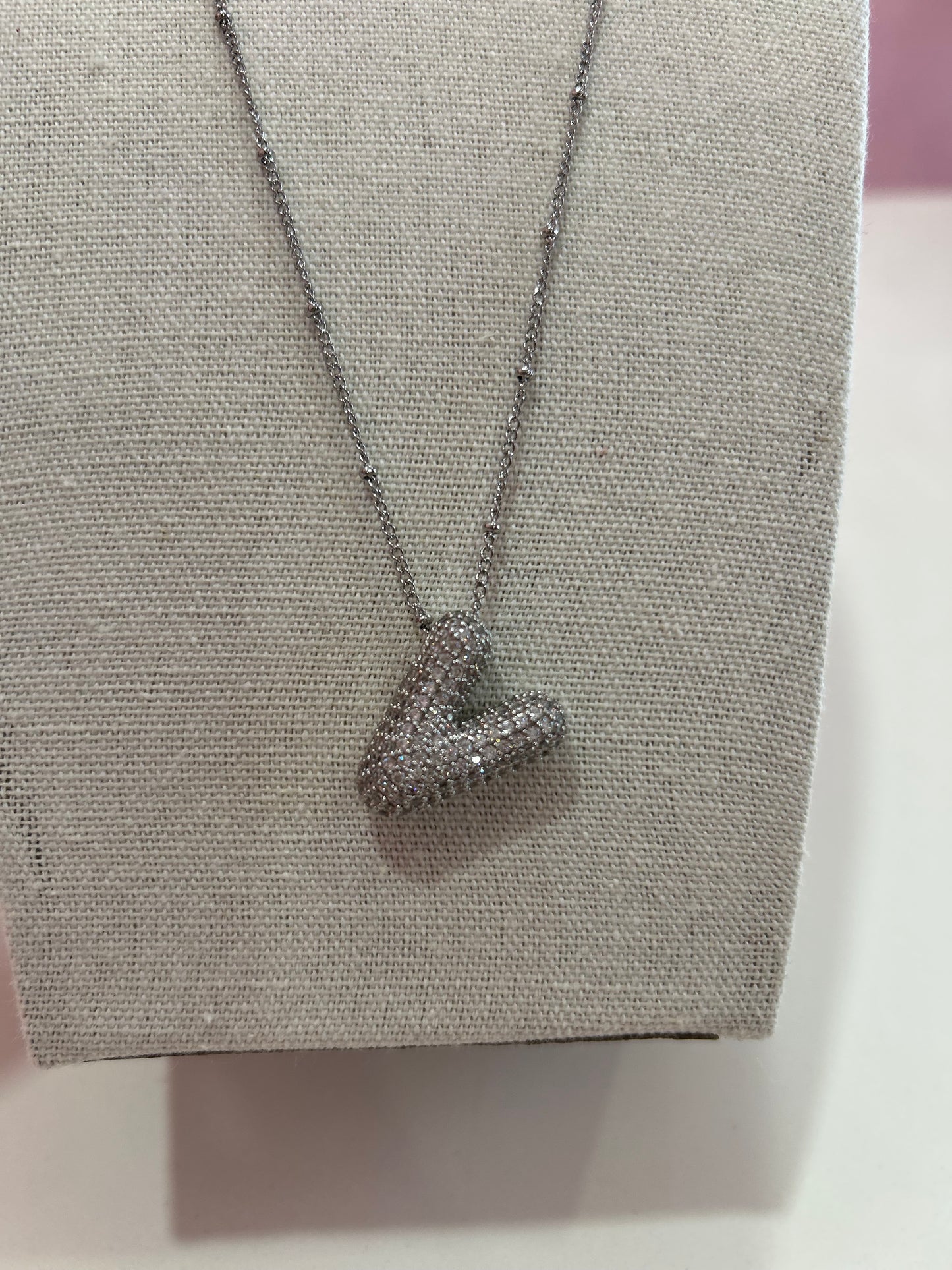 Collar Letra Circonia Stainless Steel