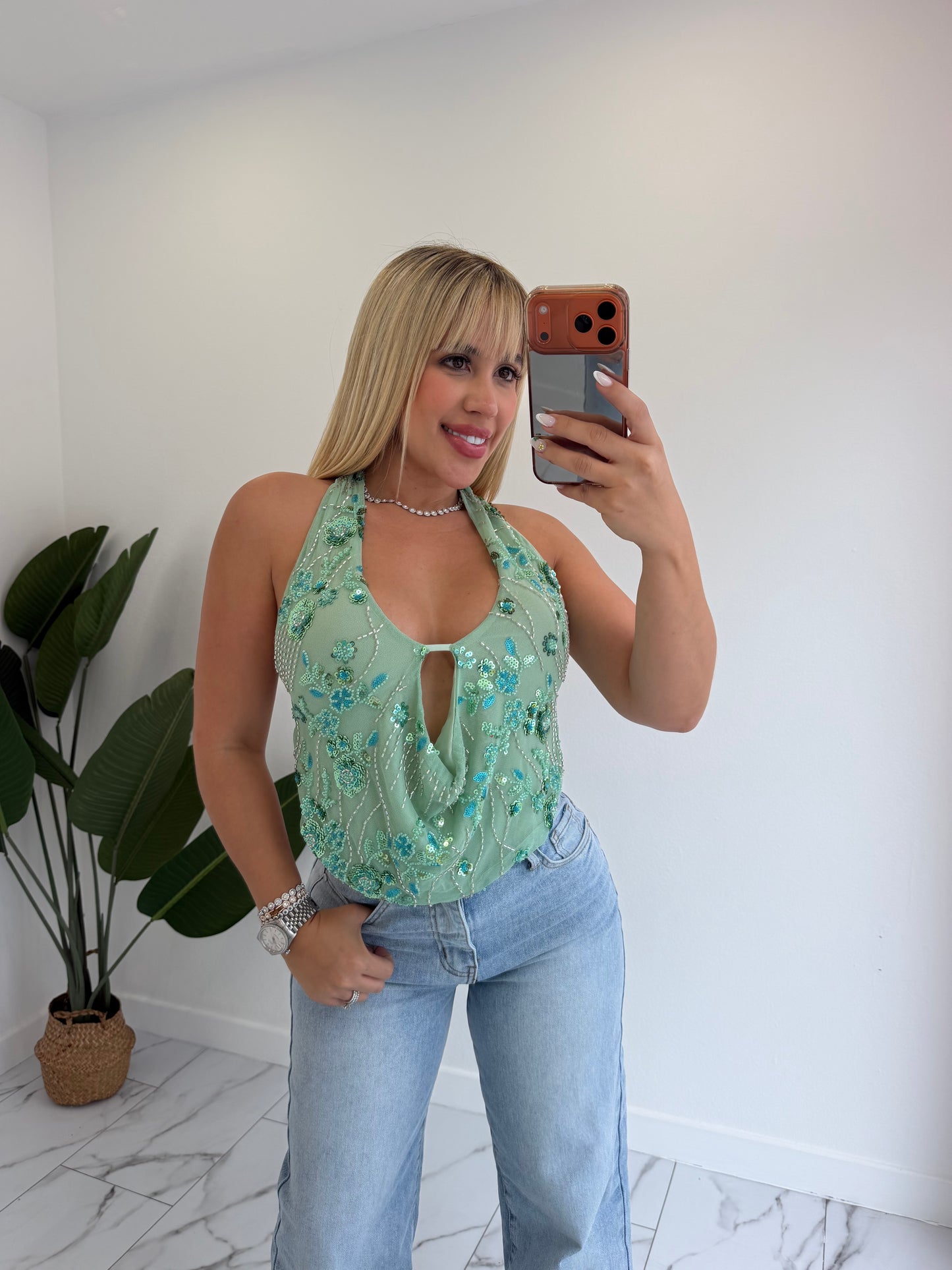 Fancy Sequins Halter top