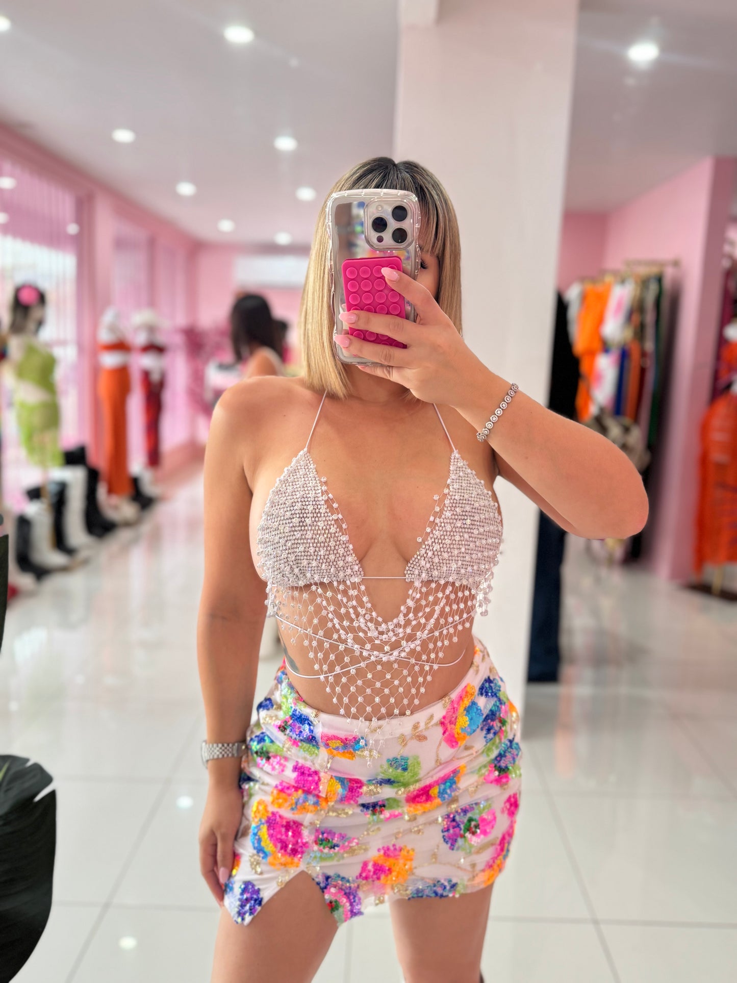 Sequins flowers skirt