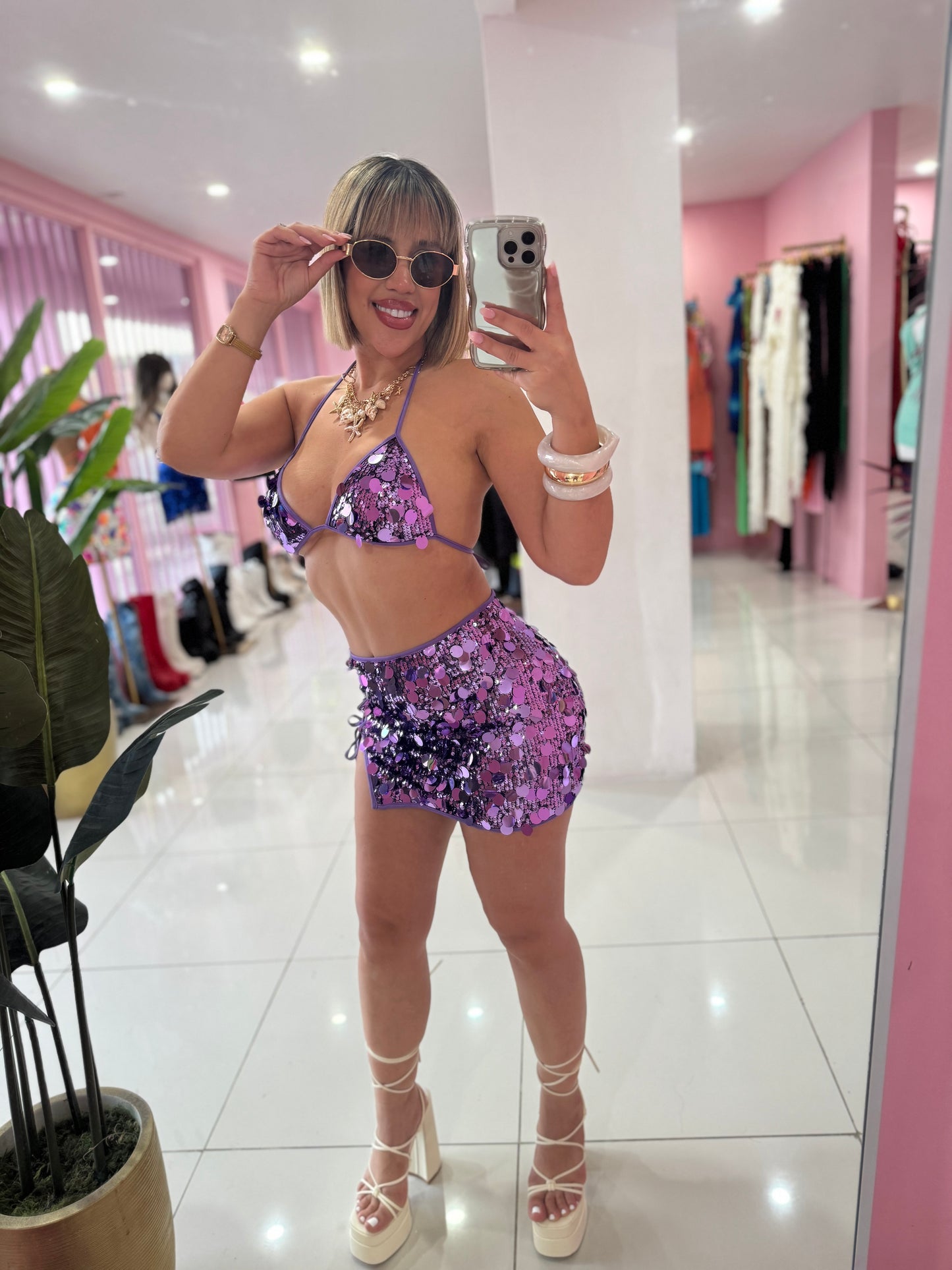 Sequins colors sexy set