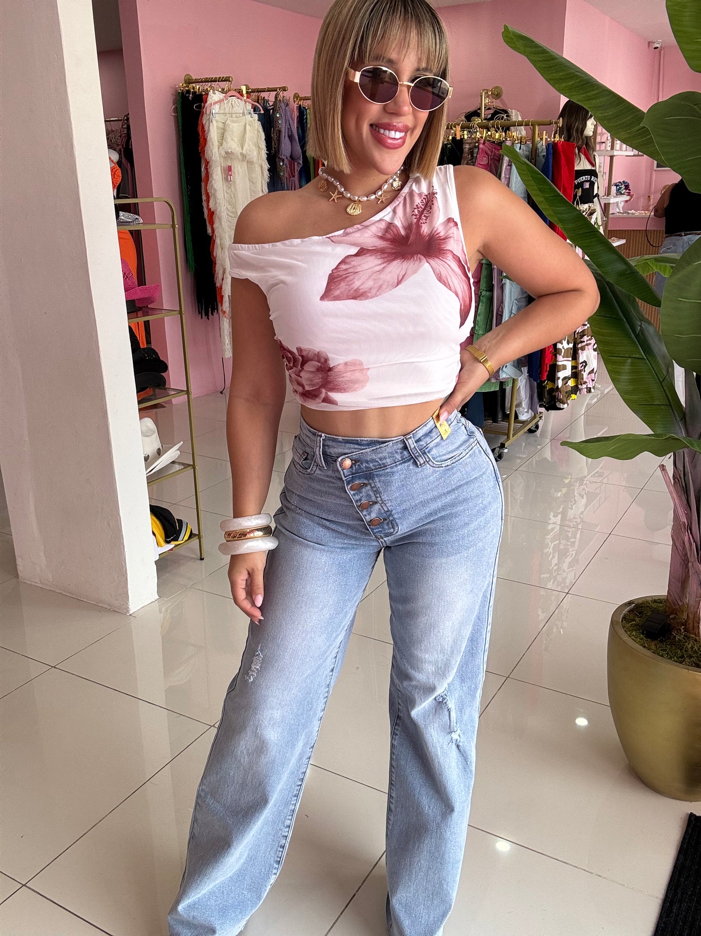 Vibrant denim botones
