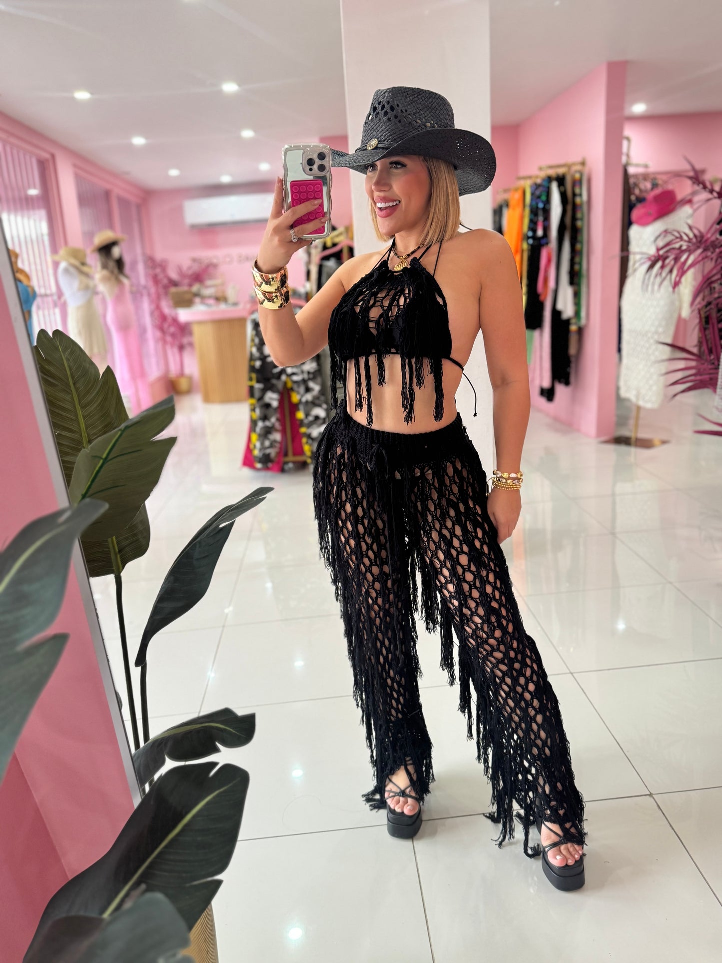 Crochet Flecos Pant set