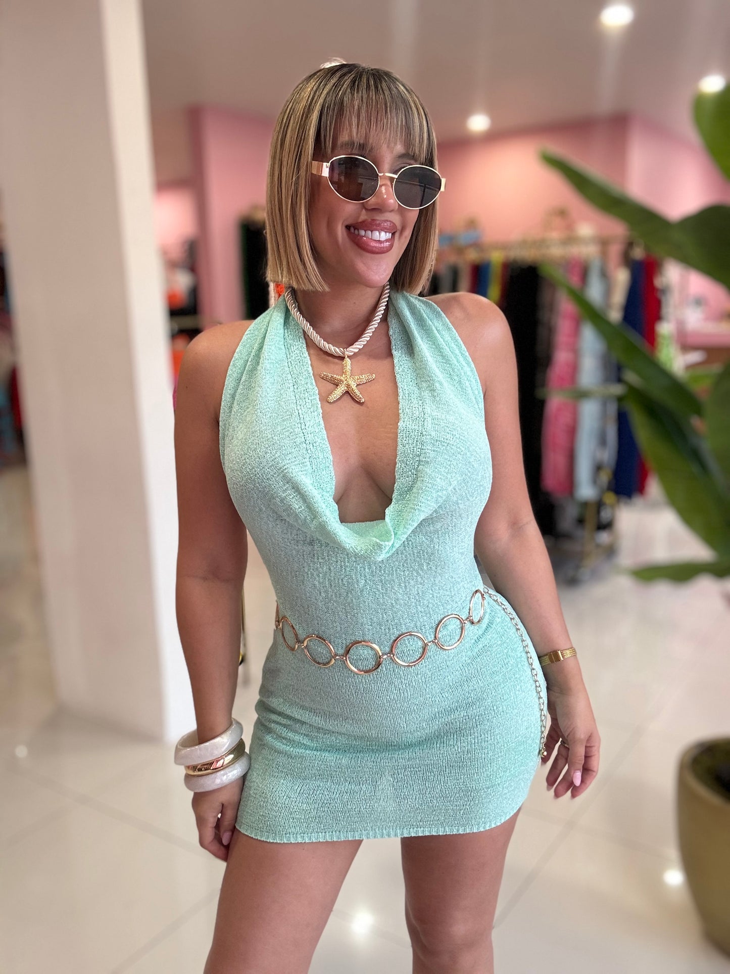Halter bright dress