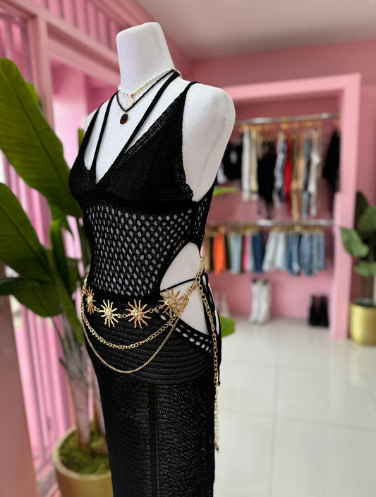 Maxi dress crochet Camel (XL)