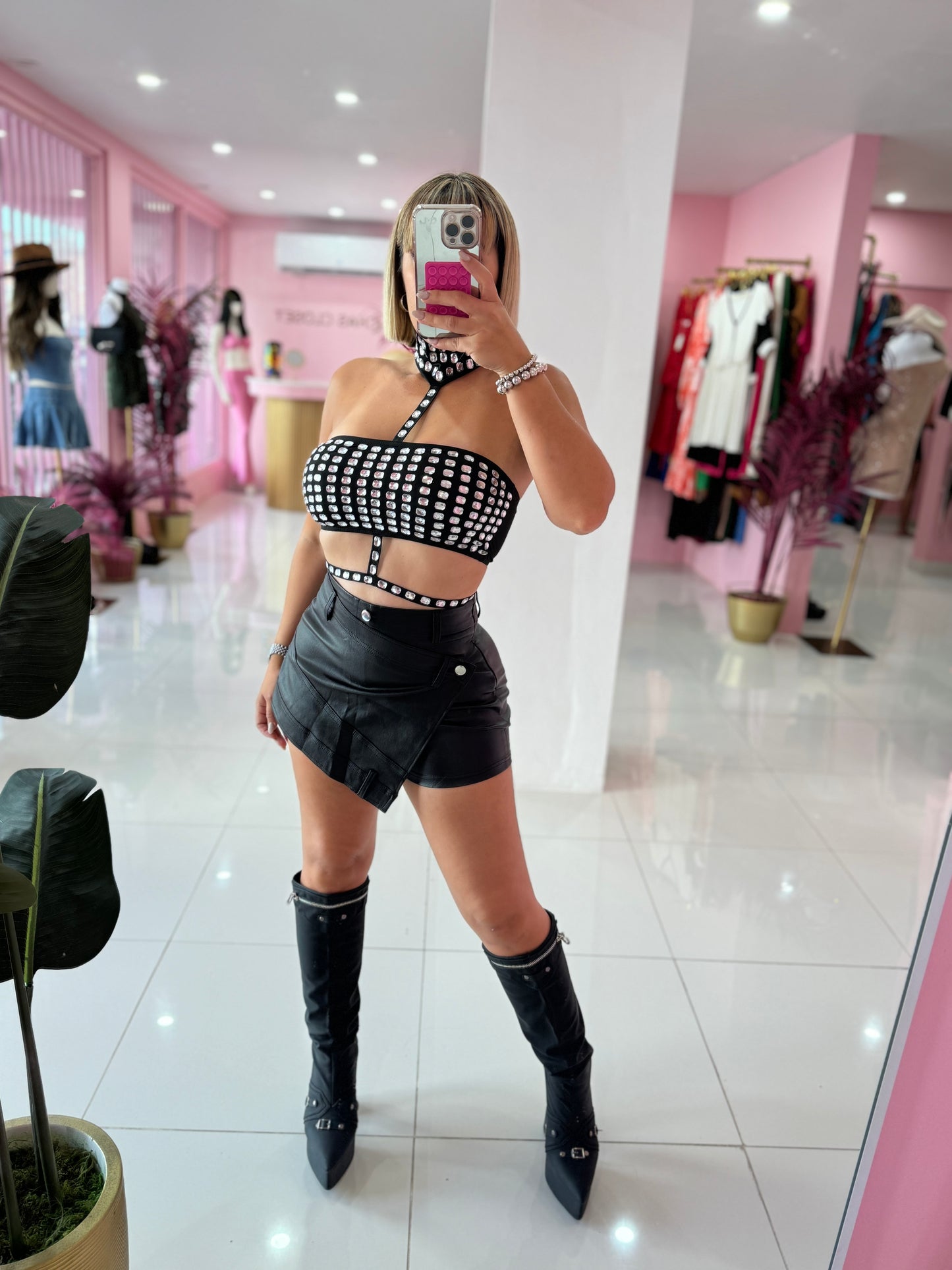 Bad Btch Rhinestone Top