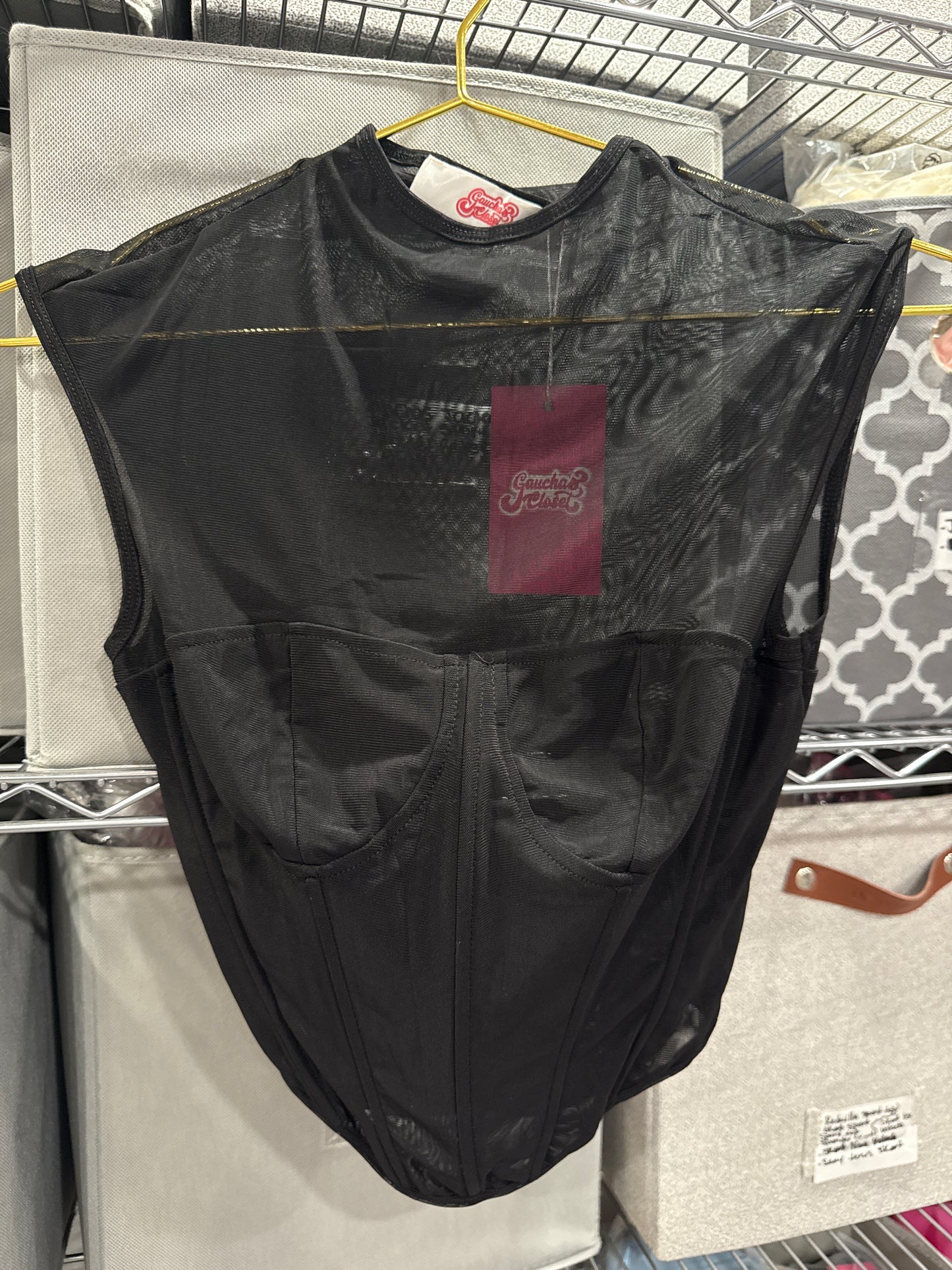 Mesh corset varilla top