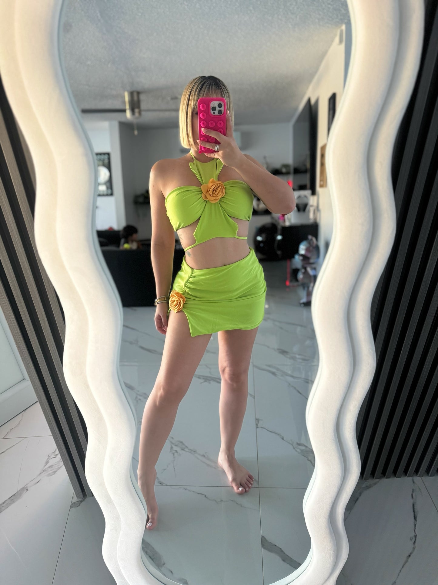 Flower green bikini set