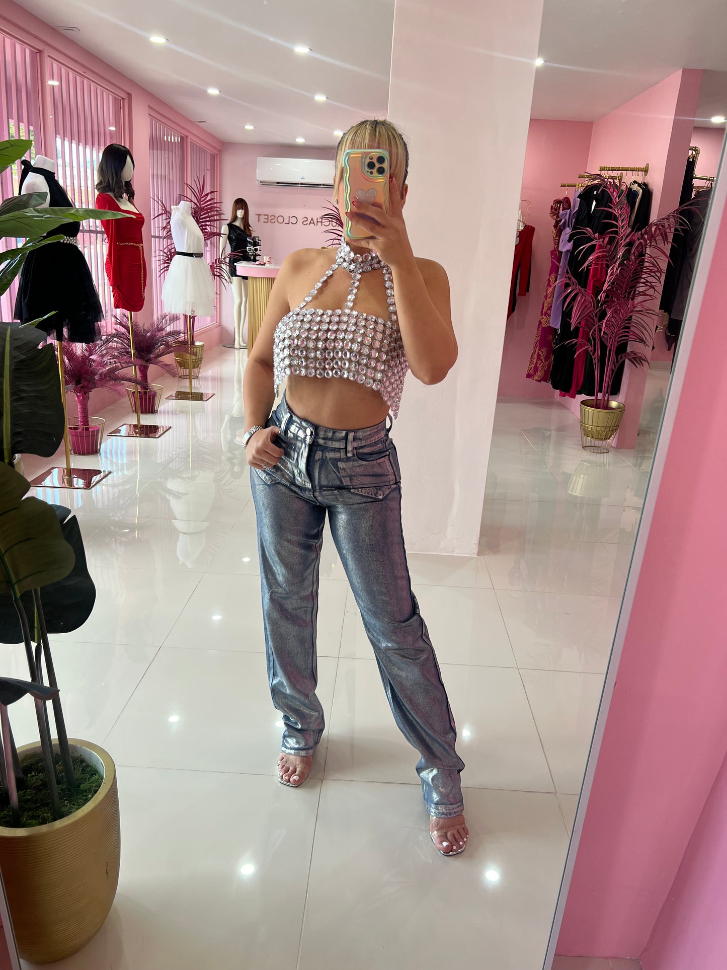 Jeans plateados size 1/3