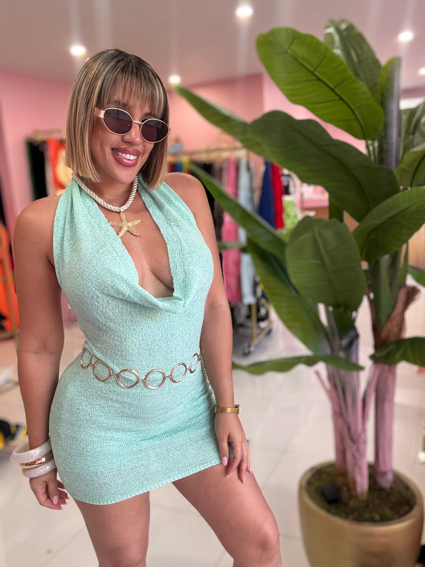 Halter bright dress