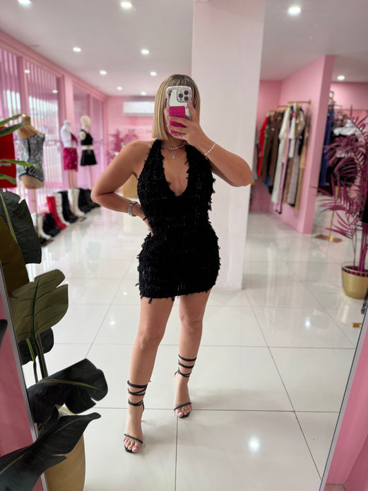 Fringes halter dress