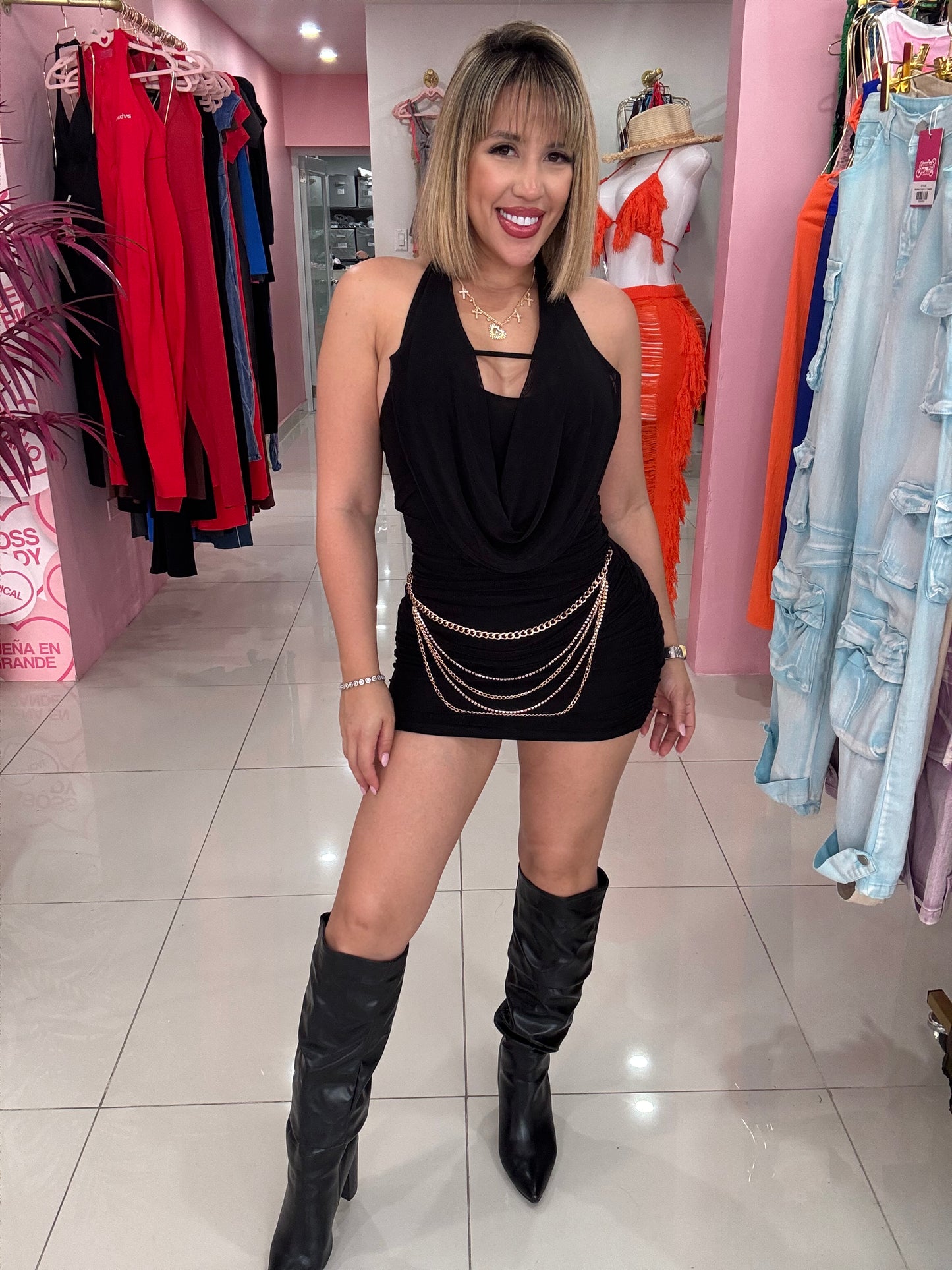 Mesh Halter mini Dress