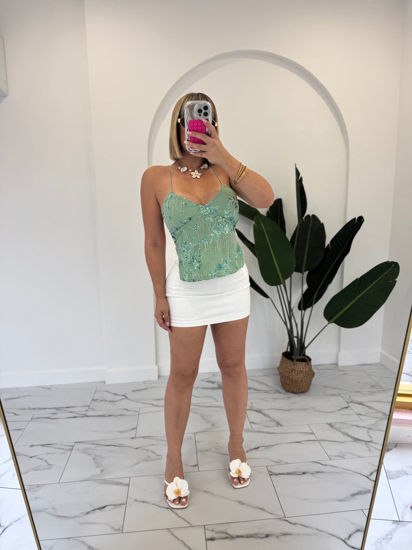 Fancy open back top