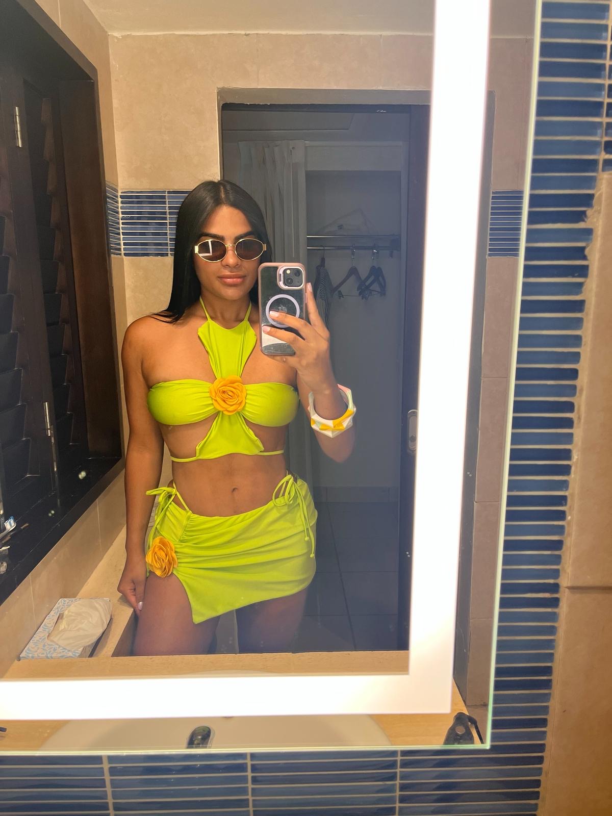 Flower green bikini set