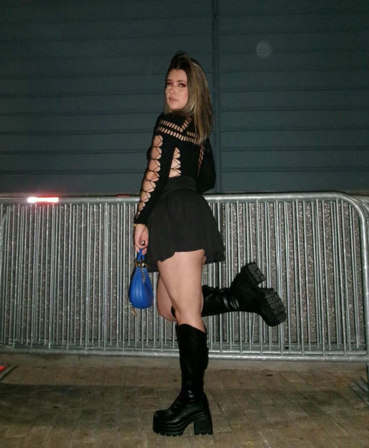 Leather Sock Plataforma Altas botas