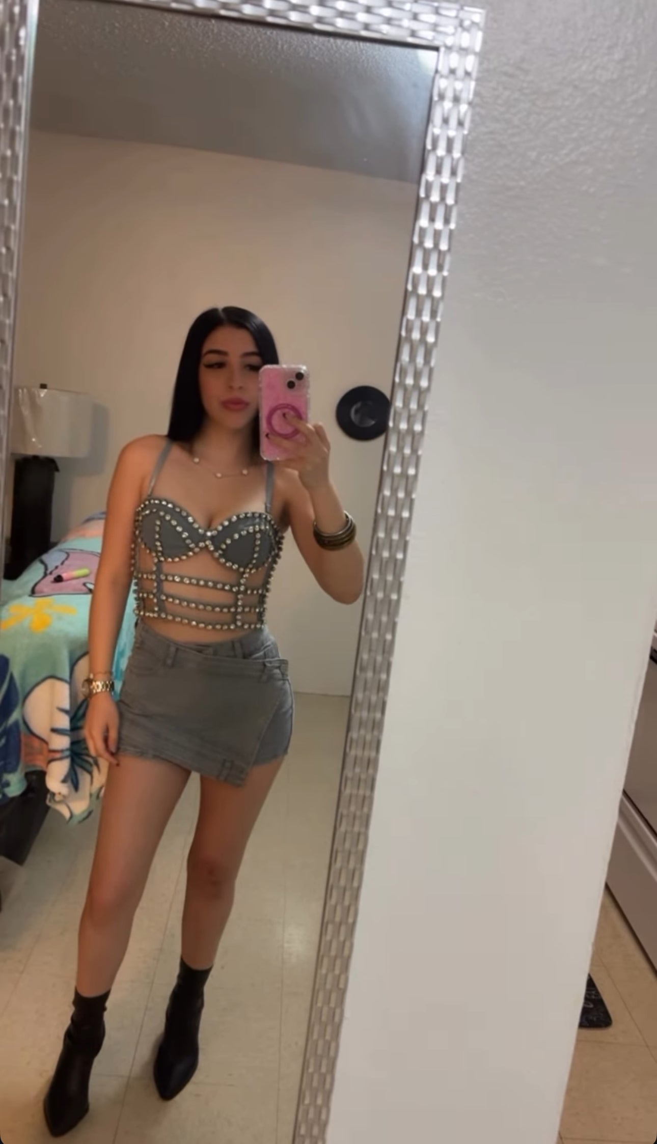 Corset Denim Rhinestone