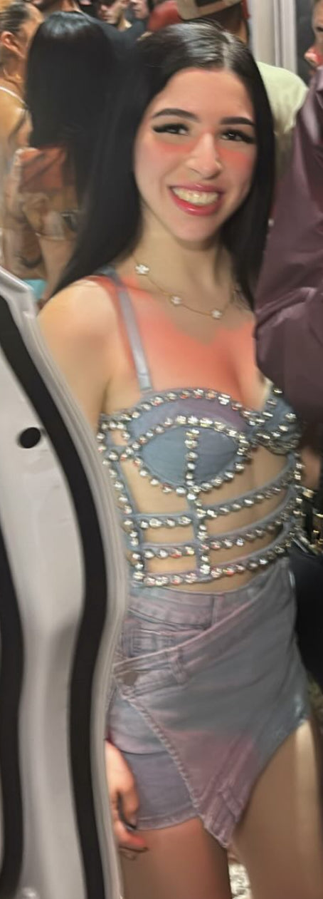 Corset Denim Rhinestone