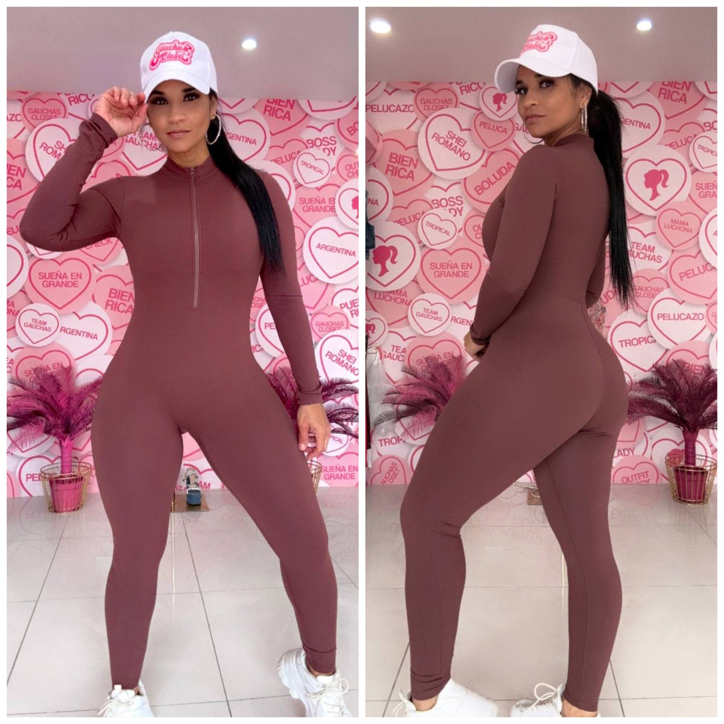 Jumpsuit zipper manga larga sport