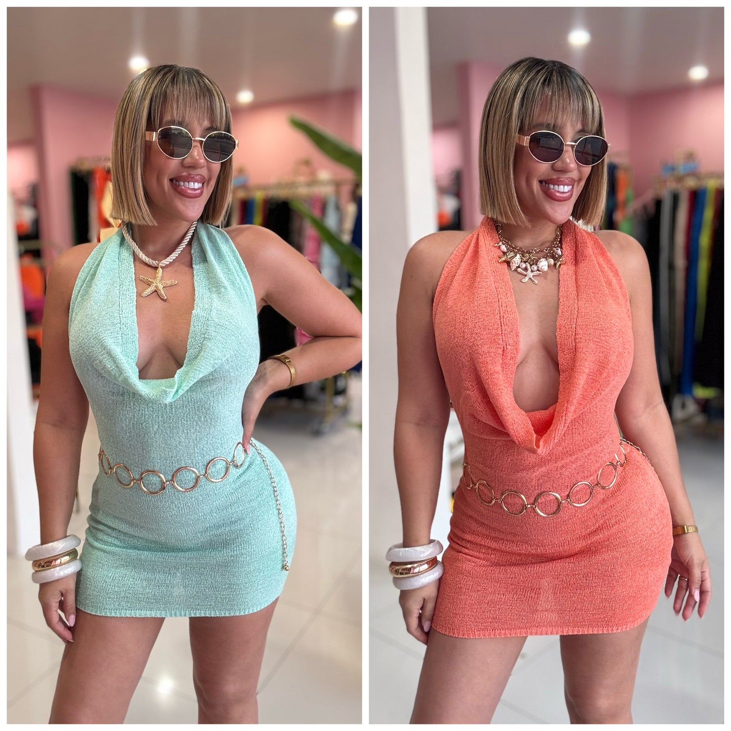 Halter bright dress