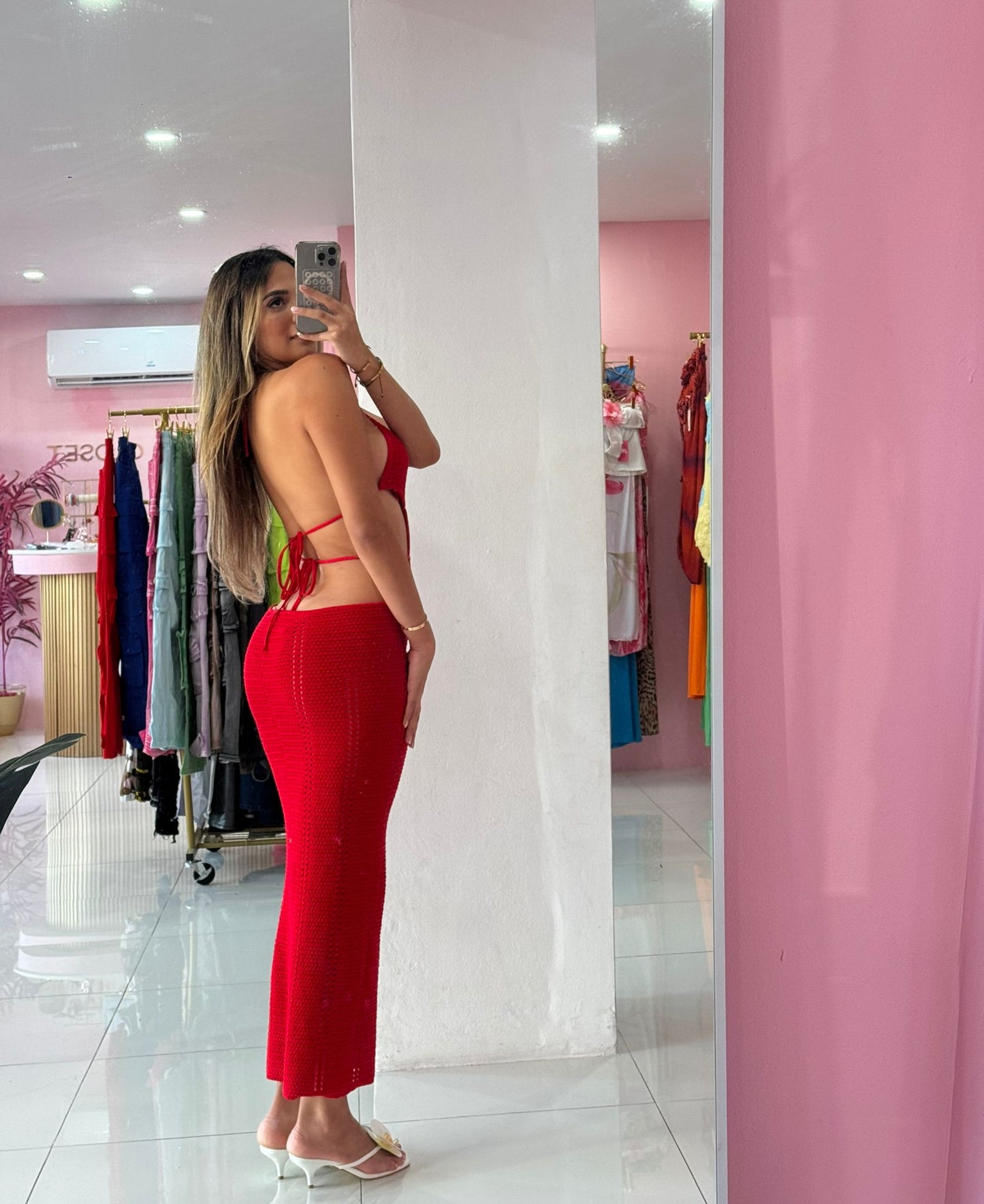 Maxi Red Crochet Dress