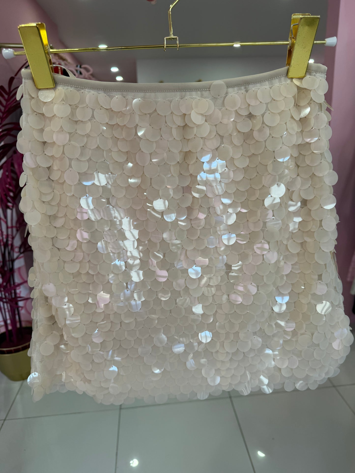 Nude sequins skirt