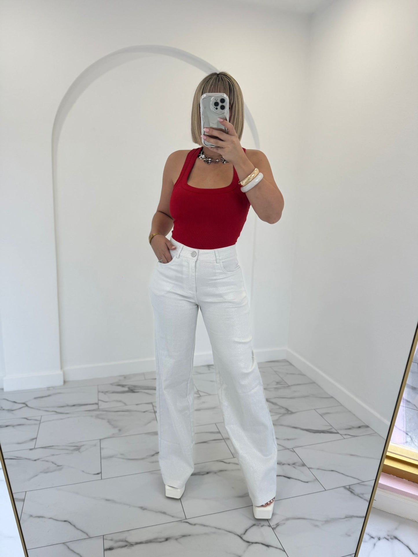 White Glitter Jean