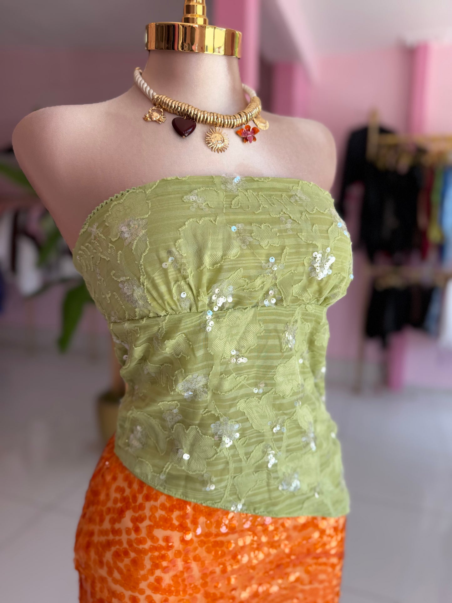 Green strapless