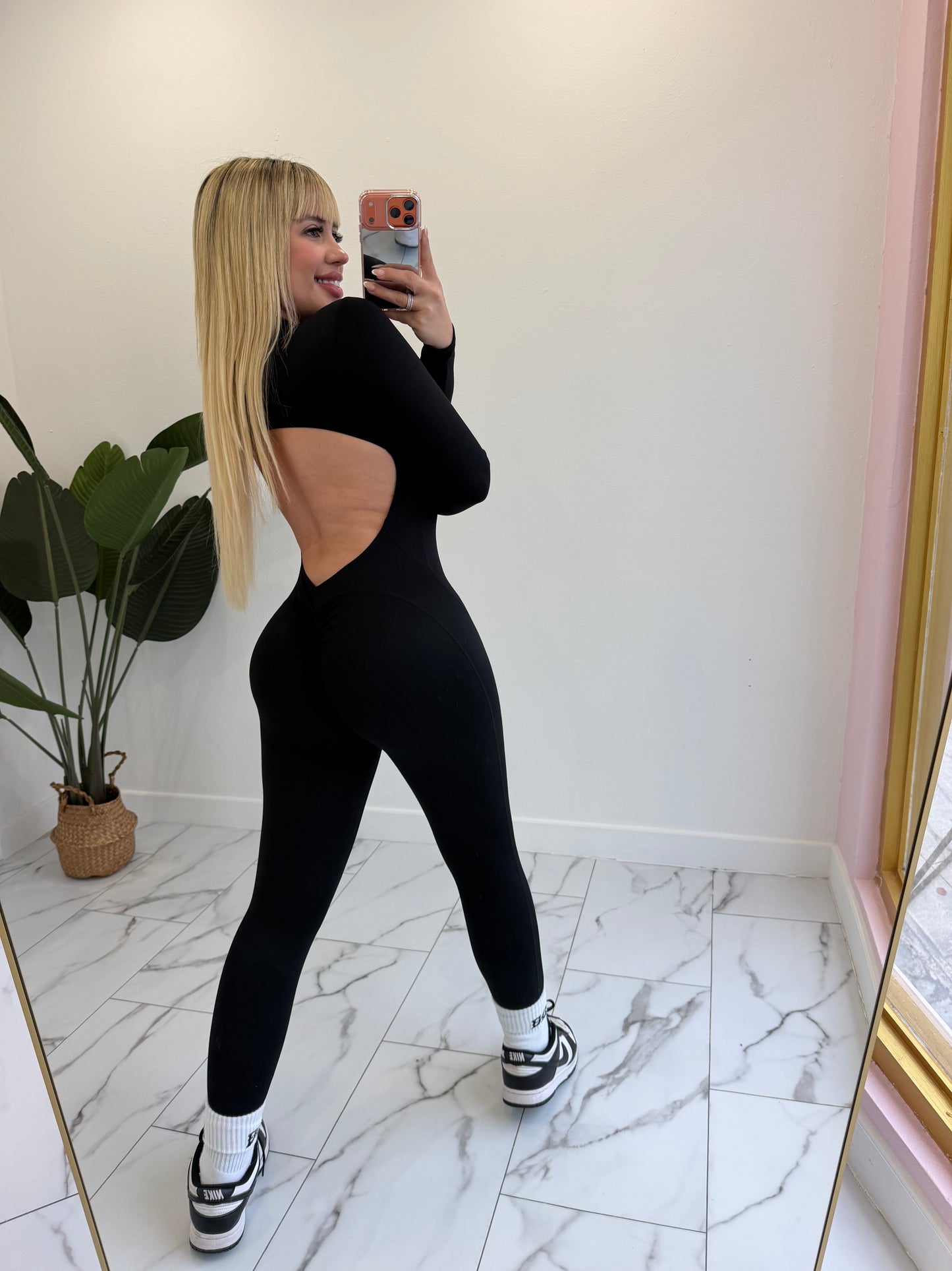 Jumpsuit zipper Skinny (espalda descubierta) manga larga